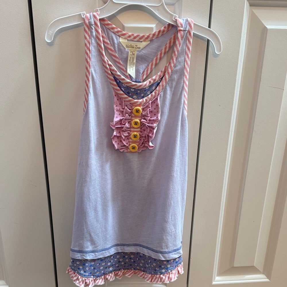 Matilda Jane Lavender Sleeveless Top with Pink and Yellow Accents